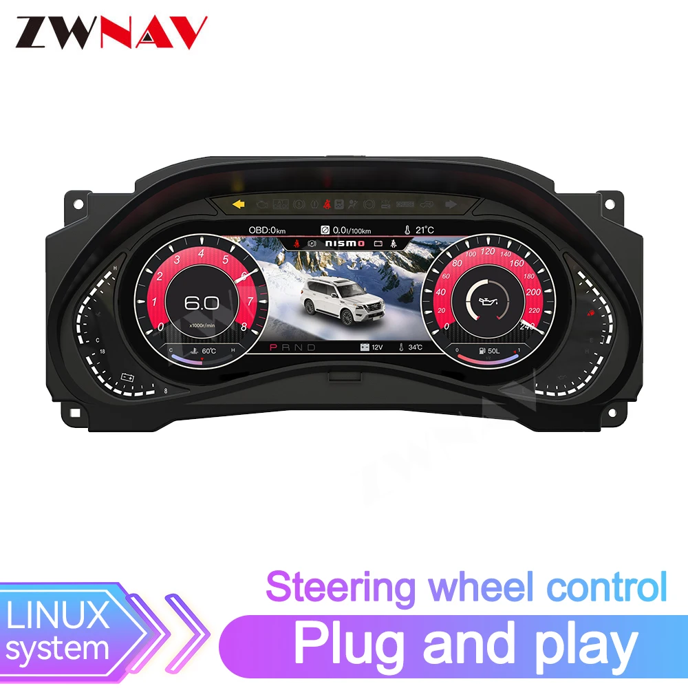 

zwnav 12,3-дюймовый IPS-экран, ЖК-дисплей, приборная панель для Infiniti QX80, автомобильный спидометр, датчик уровня масла, цифровой кластер