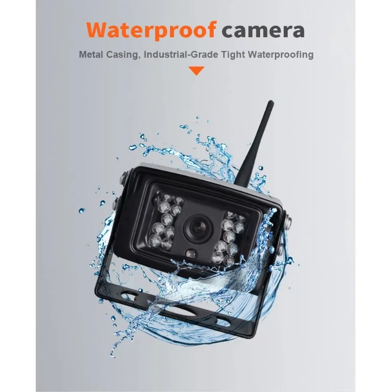 

10'' IPS Wireless Truck Backup Camera System, 720P/1080P HD Night Vision, Waterproof Reversing Rear View Monitor with 2.4G WiFi