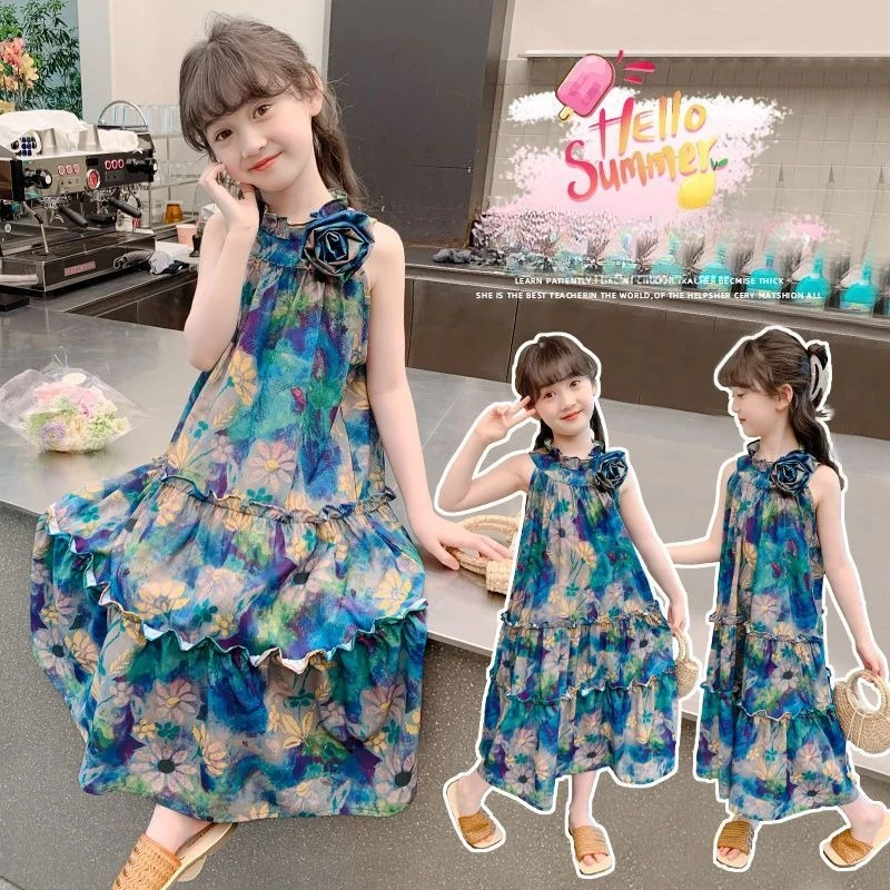 

Платье для девочек 2025: Новинка лета, повседневное, в западном стиле, модное, для маленьких принцесс, дизайнерское, для подиума, авангардное, для девочек 10-12 лет