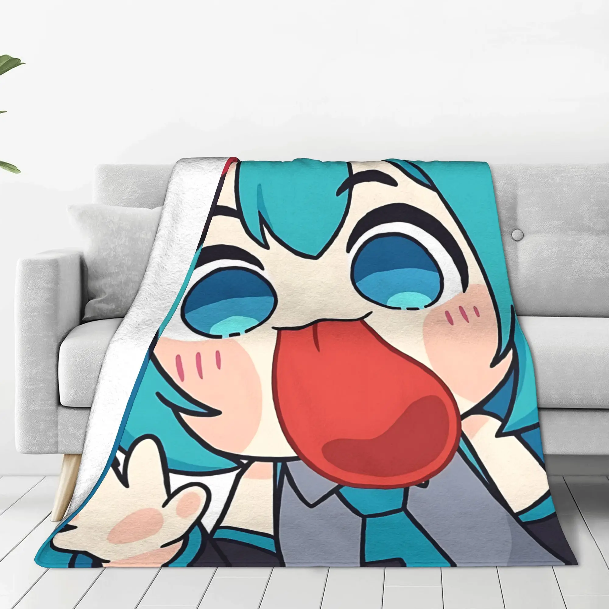 1PC Hatsune Miku  home room decorations Winter Blankets for Adults Bedding Home Interior Sofa Knee