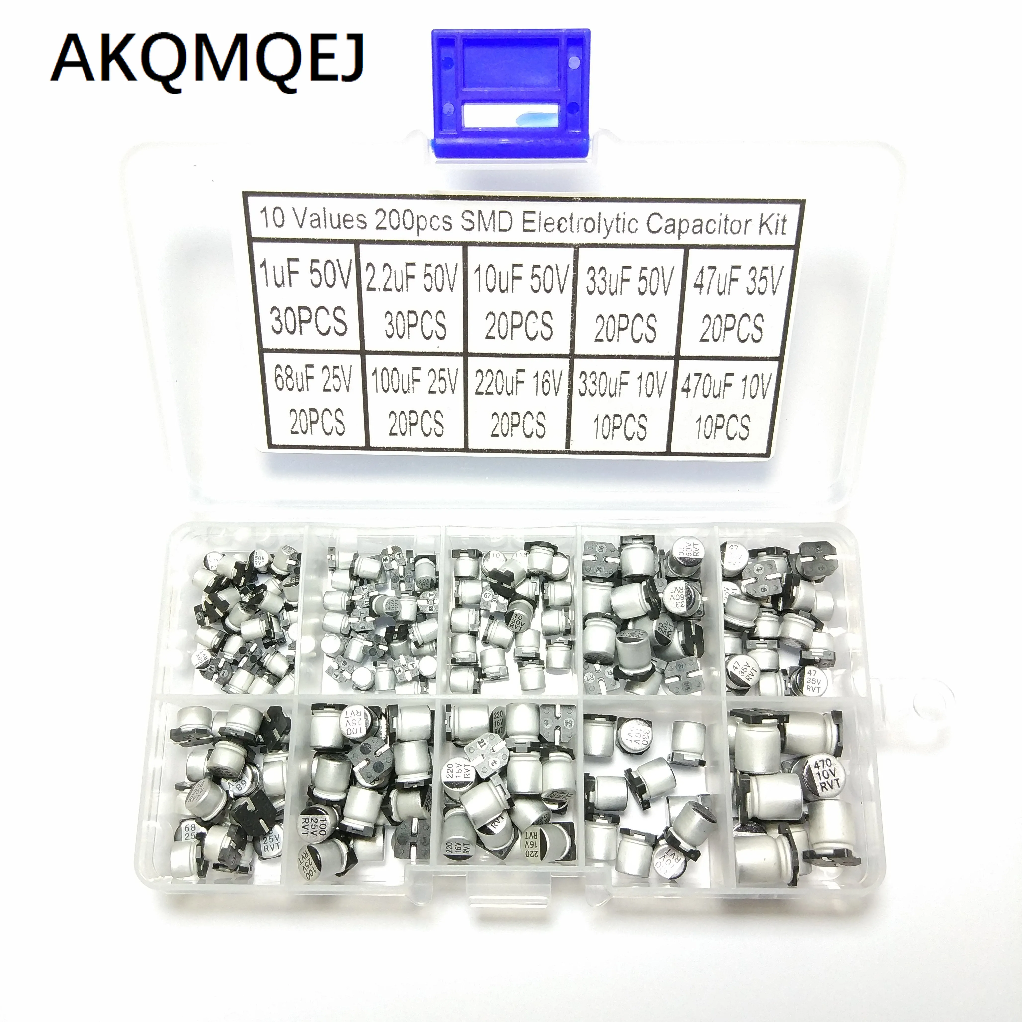 Slice Aluminium electrolytic capacitor 10 grids 1uF 50V - 470uF 10V 200 sample boxes 33uf 47uf