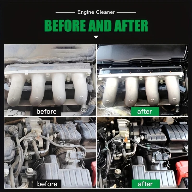 Motorcycle Engine Waterless Foam Cleaner, Heavy Duty Grease Remover, No Wipe Head, Car Engine Compartment Degreaser Tools