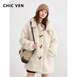 CHIC VEN Women Jackets Loose New Retro Plush Cotton Lining Coats Thick Warm Medium Length Female Outwears Autumn Winter 2023