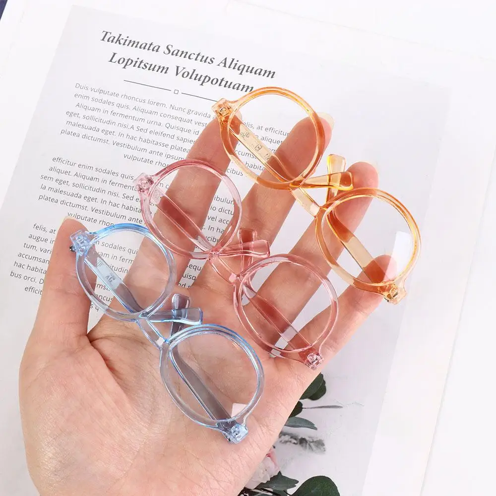 Lovely Accessory Transparent Plastic Glasses Transparent Plastic Round Glasses 6.5CM 9CM Candy Color Mini Glasses Children