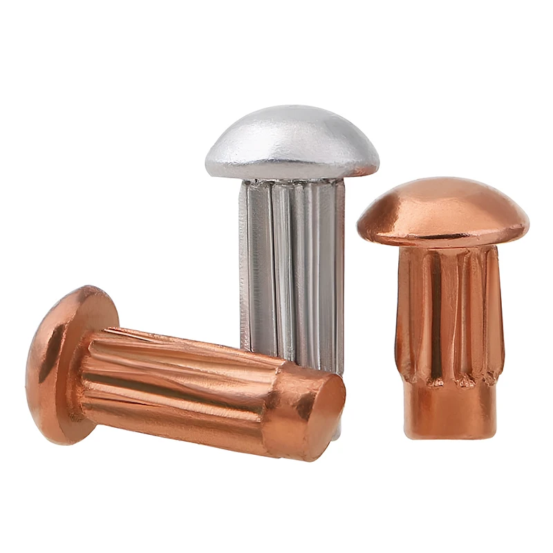 230/300Pcs Aluminum Copper Rivet Set, Stainless Steel Knurled Solid Rivet Assortment, Nameplate Fastener for Furniture Use