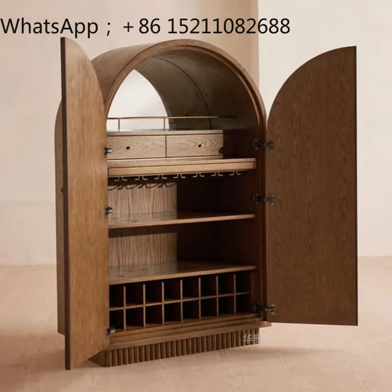 SCY medieval solid wood wine cabinet light luxury high-end living room dining room home wall storage wine cabinet