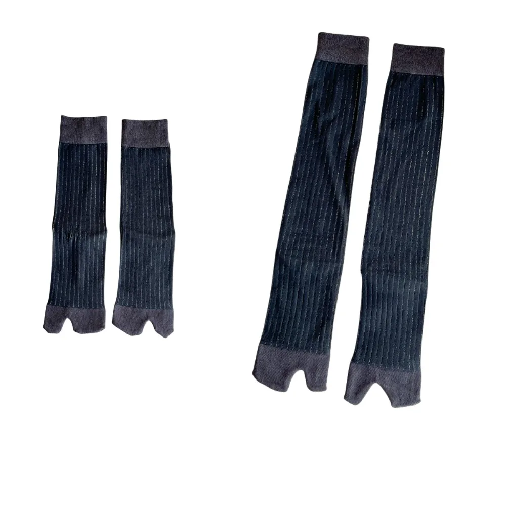 

2 пары простых милых носков JK с двумя пальцами, хлопковые гольфы в полоску, чулочно-носочные изделия, тонкие носки до середины икры для девочек