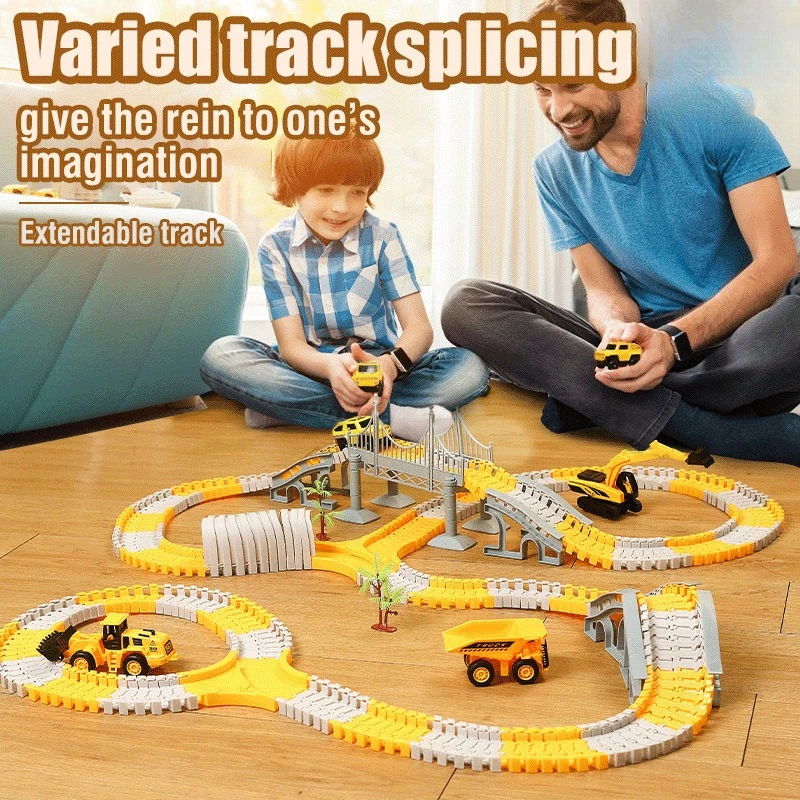 Toy DIY electric track toy car construction car children's toy rail car small train remote control