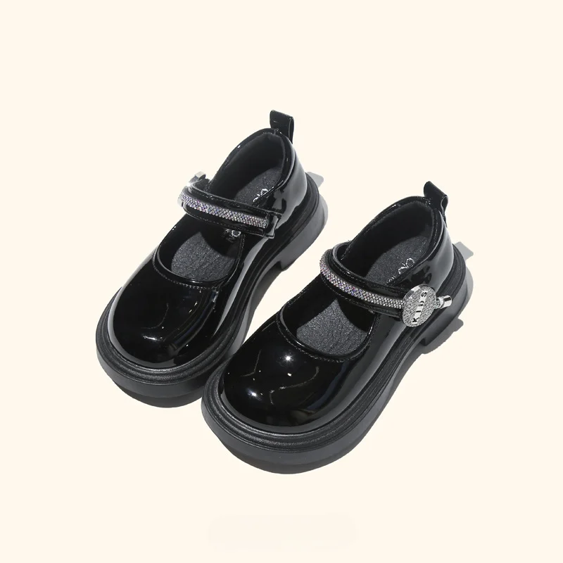 Kids Mary Jane Shoes Glossy PU Little Girl Leather Shoes Fashion New Children Causal School Princess Performance Shoes Non-slip