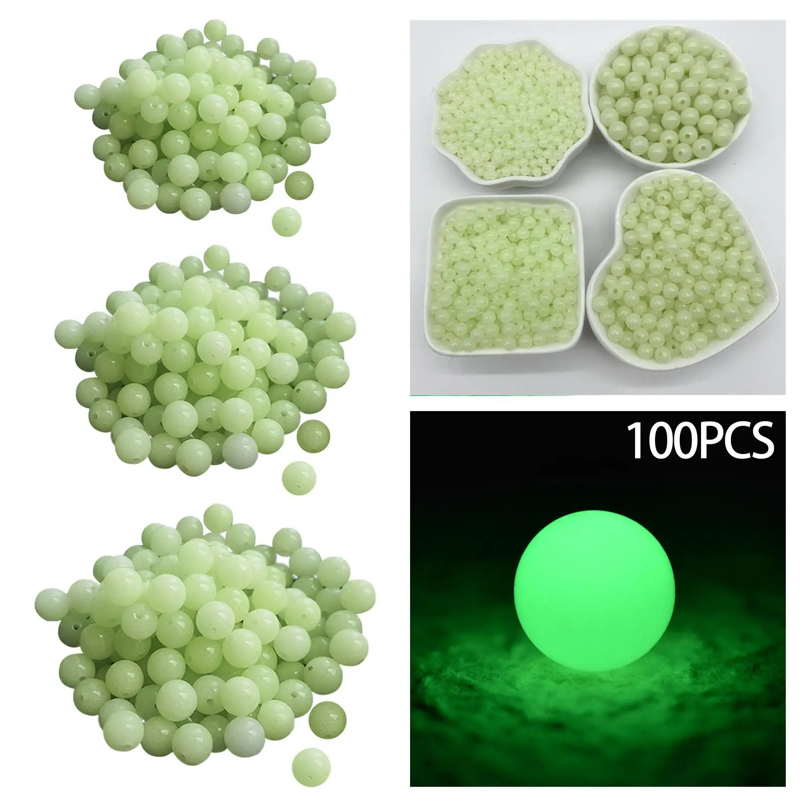 100Pcs Acrylic Luminous Beads, Glow in The Dark Beads for Jewelry Making Arts