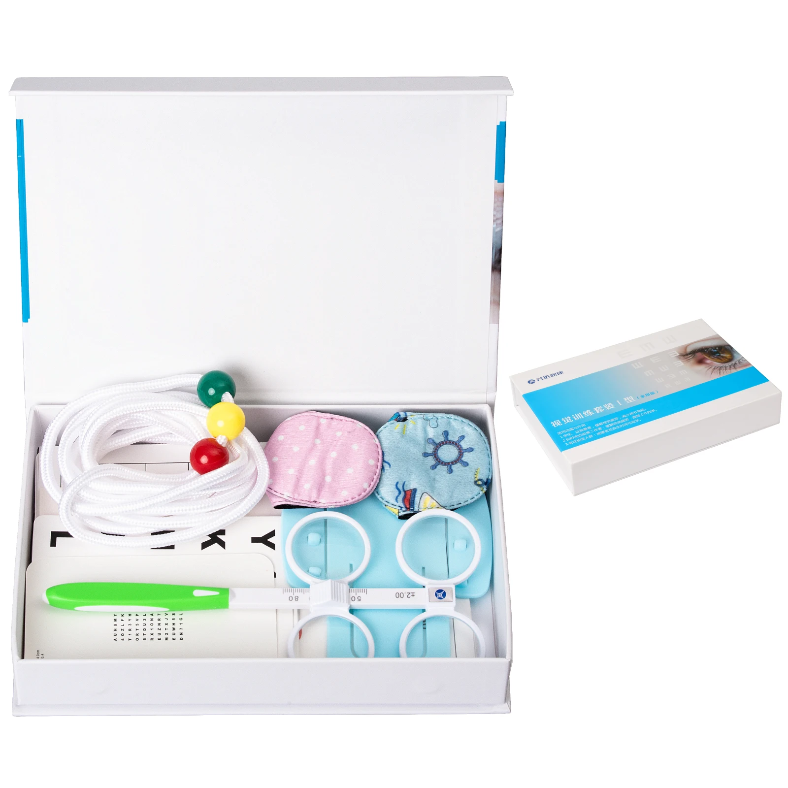 Kids Amblyopia Vision Training Set with Adjustable PD Flipper Lens, Vergence Ball, Eye Patch & Various Vision Training Cards