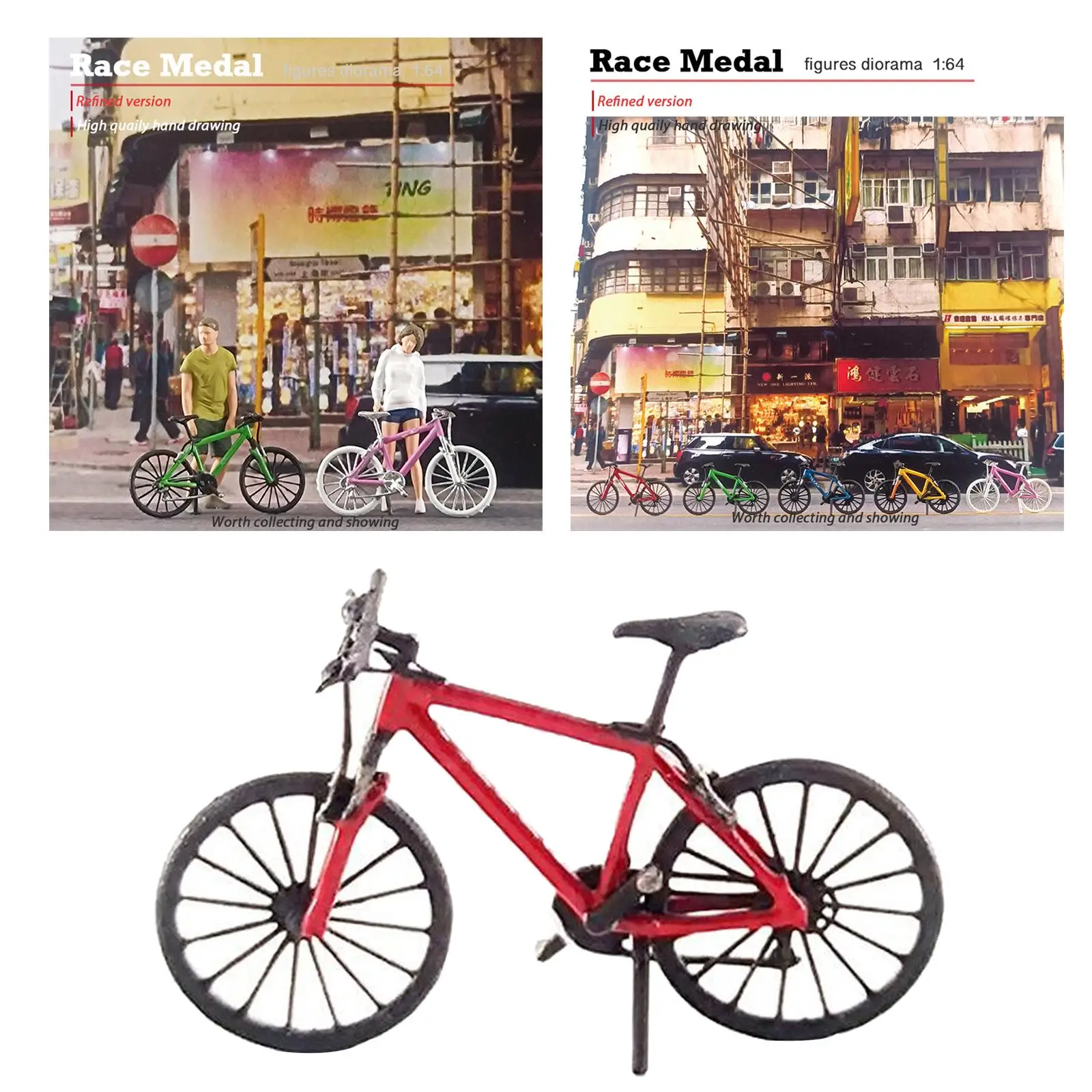 

1 шт., масштабная модель 1:64, набор для сборки железной дороги с горным велосипедом, диорама для стола, проекты DIY, поделки, красный цвет