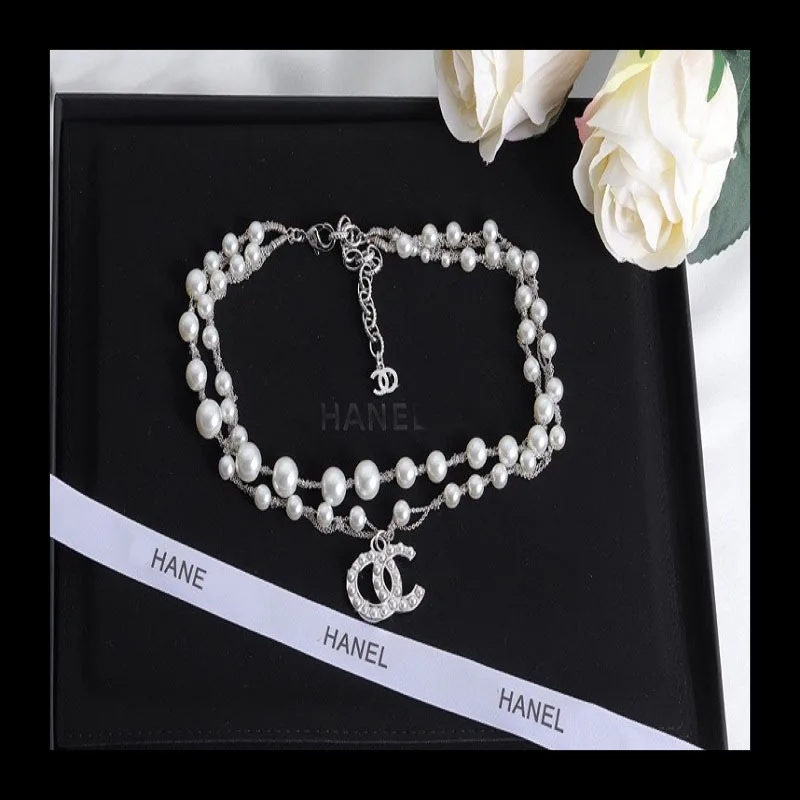 Xiaoxiangfeng Double C مطعمة اللؤلؤ Double C قلادة الموضة الراقية تصميم المتخصصة سلسلة سترة #4