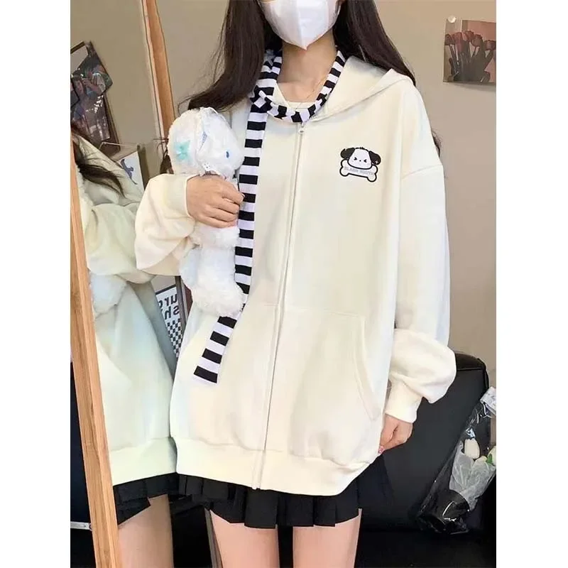 Miniso Sanrio Kawaii Hallo Kitty Pochacco Kuromi meine Melodie Anime Jacke Langarm Reiß verschluss Top süße Mädchen Kleidung Geburtstags geschenk