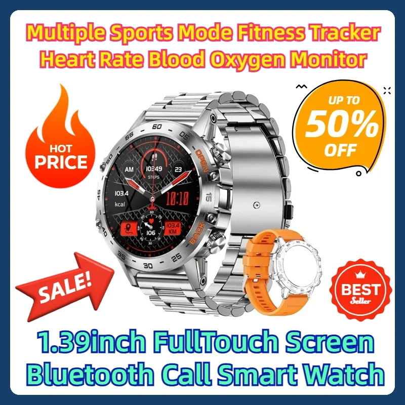 

Multiple Sports Mode Fitness Tracker Heart Rate Blood Oxygen Monitor 1.39inch FullTouch Screen Bluetooth Call Smart Watch