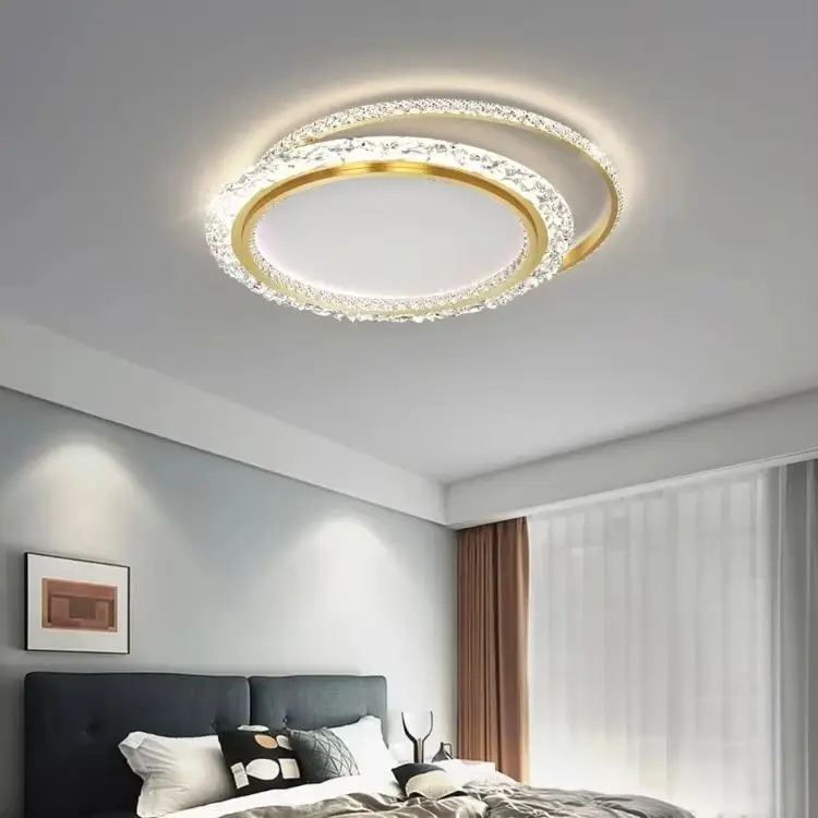 Modern Round Led Modest Ceiling Lamps for Bedroom Kitchen Golden Crystal Luxury Chandeliers Study Bathroom Ceiling Chandelier