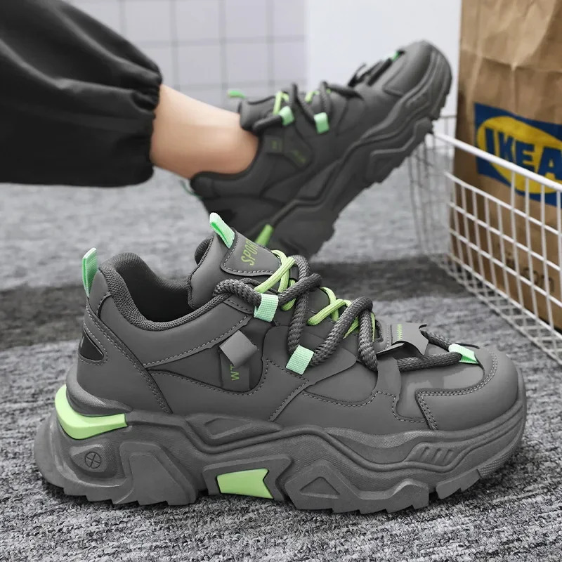 Men's Sneakers Thick Sole Height Increasing Breathable Casual Shoe for Men Trendy Thick Vulcanized Shoes Male Hiking Shoes image 3