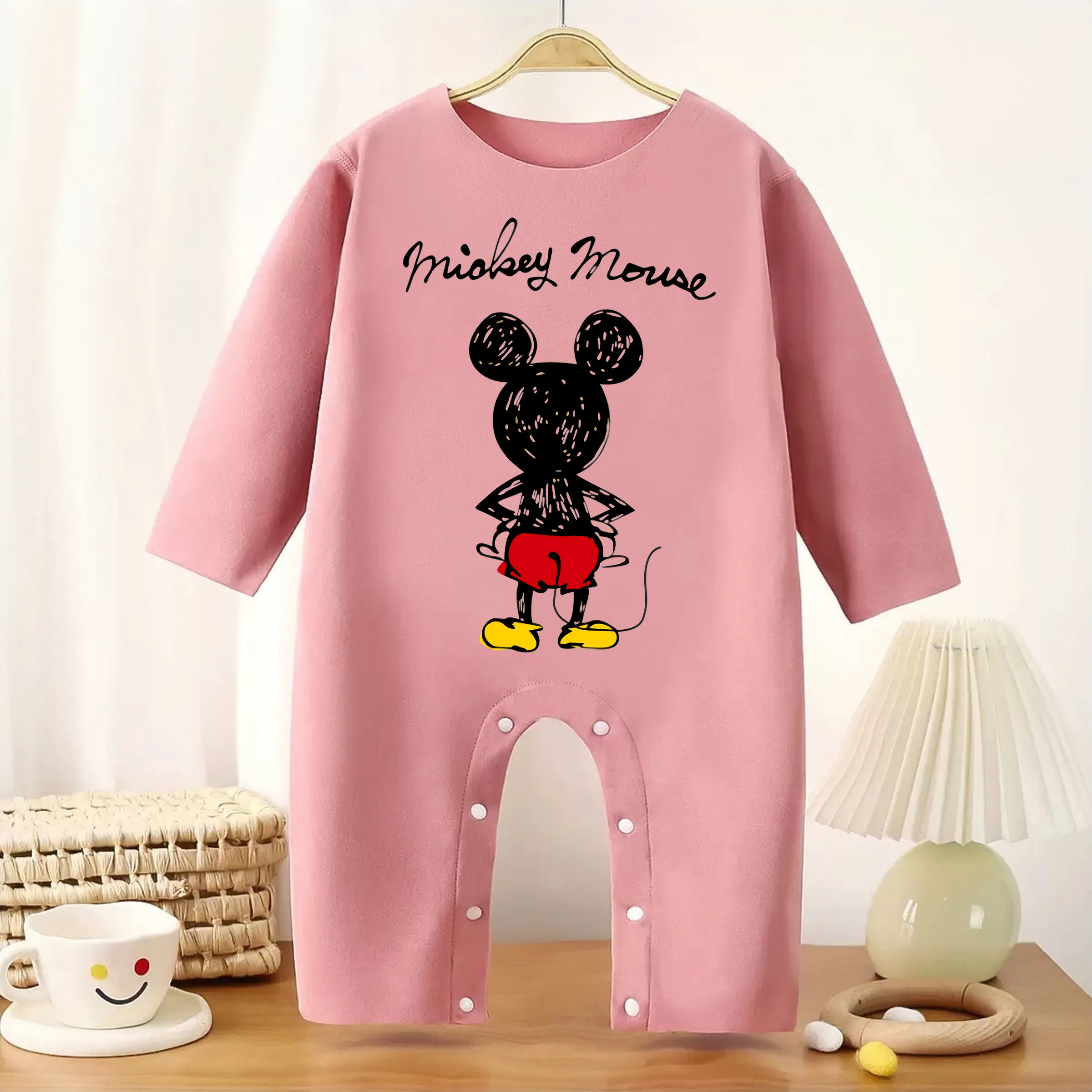 

Mickey Mouse&MINISO Long sleeves Cloths Cute Exquisite Print Onesie Bodysuit for Baby Soft Comfortable Jumpsuit For Newborn