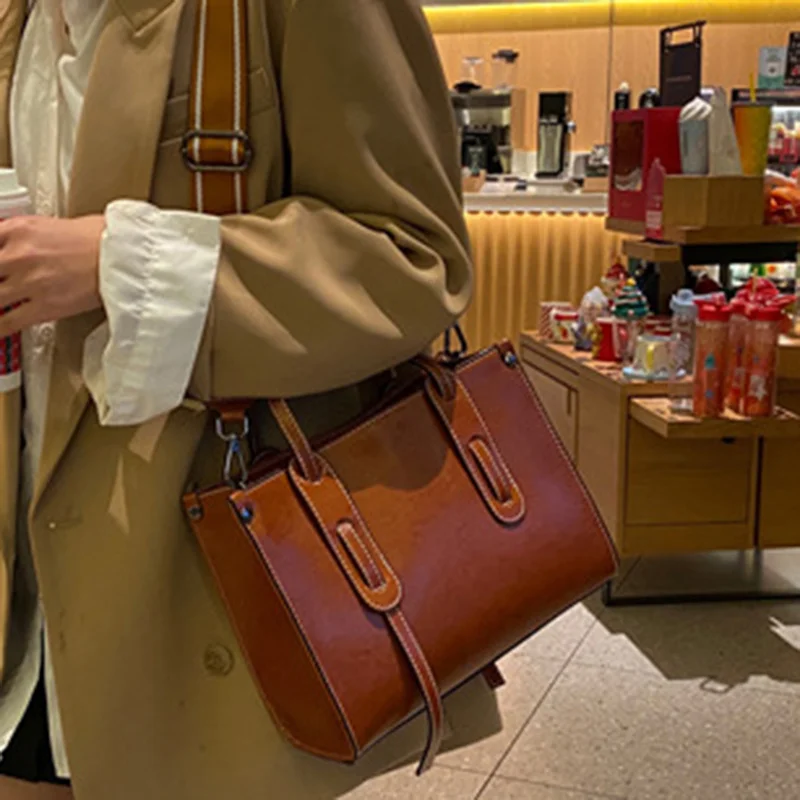 Genuine Leather Women Handbag Shoulder Cross body Bag Shopping Tote Fashion Female Ladies Real Cowhide Messenger Top Handle Bags