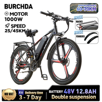 BURCHDA NEW RX60 1000W 45KM/H 26 Inch City Electric Bike 48V12.8AH Lithium Battery Mountain Electric Bicycle 21 speed