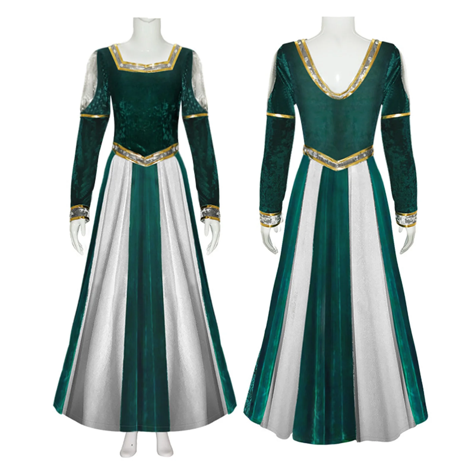 

Movie Lord Farquaad Fiona Dress Cosplay Costume Green Square Collar Velvet Princess Outfit Halloween Carnival for Girls Clothes