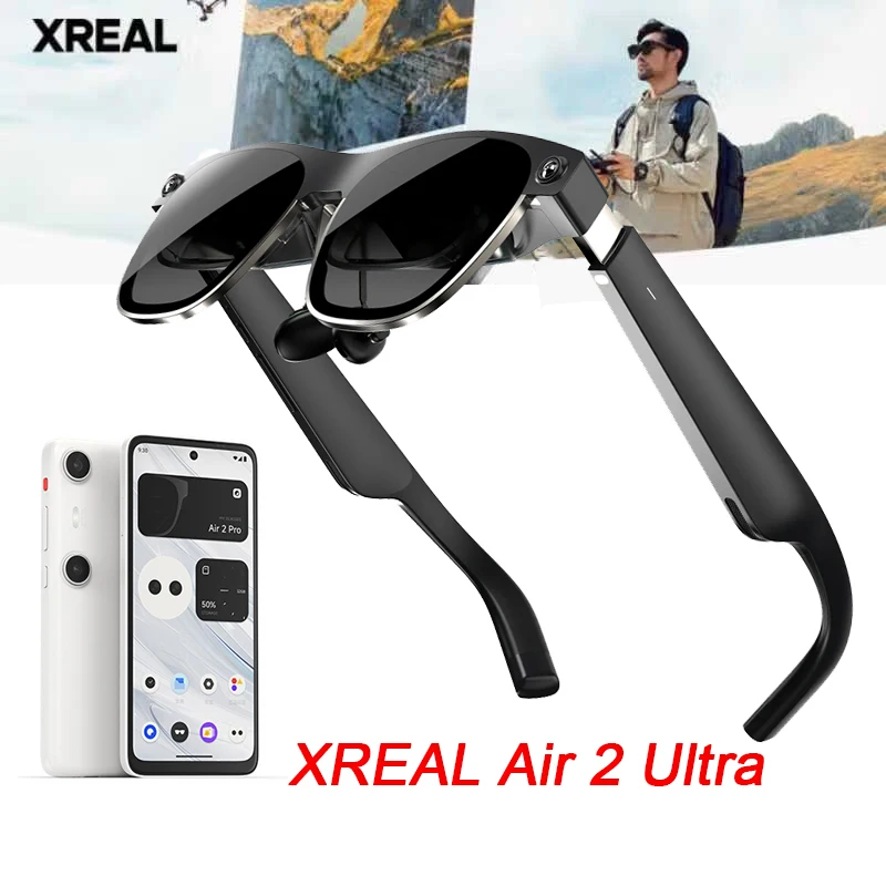 نظارات XREAL Air 2 Ultra Smart AR 6 DoF 52 °   Fov 4K 3D HD 385 بوصة شاشة Space Giant للسينما الخاصة محمولة 1080 بكسل