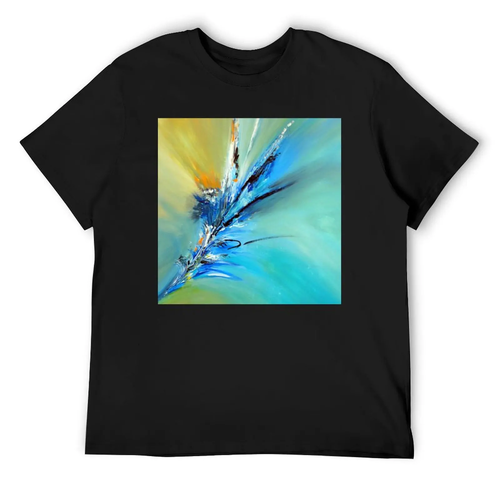 abstract painting with blue and orange and white colours T-Shirt cute clothes heavyweights tee shirts for men