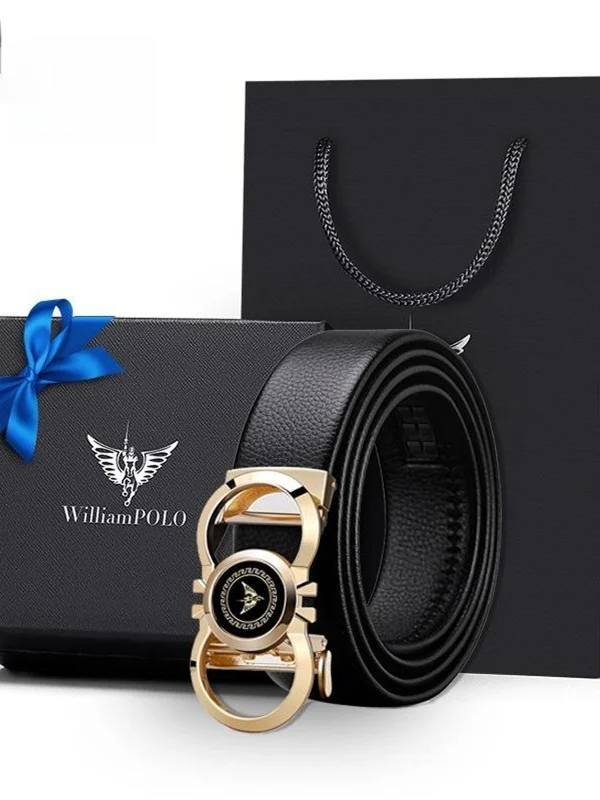 メンズレザーベルト-トップレイヤー牛革-本物の自動バックル-ファッショナブルな個性-トレンディなソフトレザーベルト-若者と中年向け