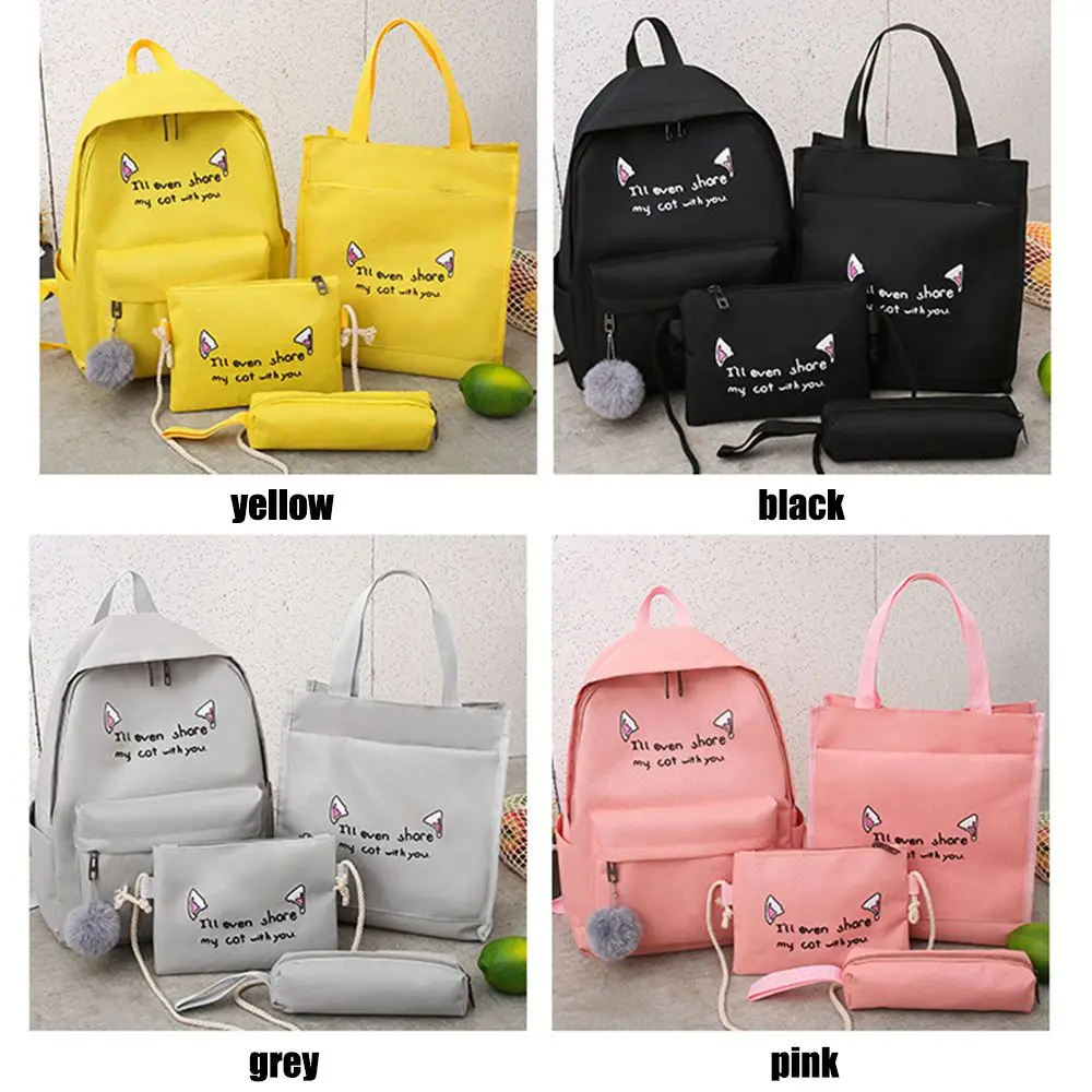 School Tote Canvas Travel Bag Student Bag Handbags Backpack Set