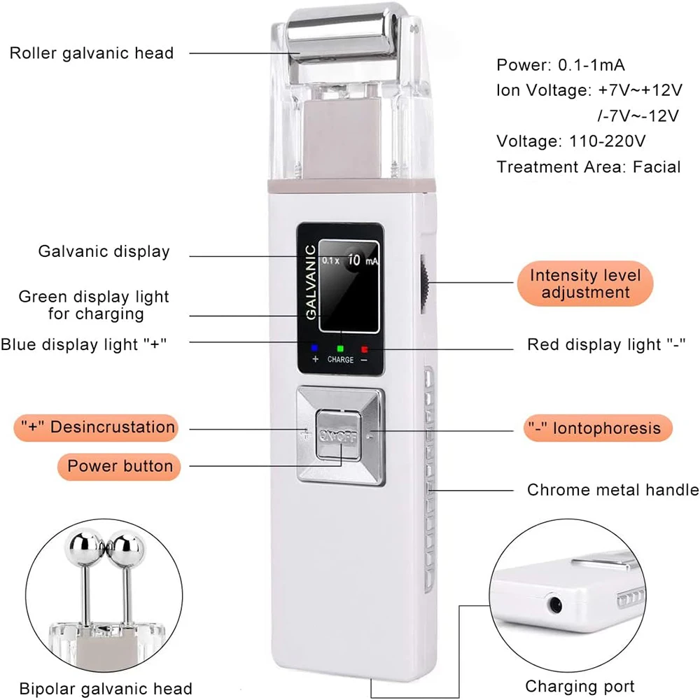 Portable Galvanic Microcurrent Skin Firming Machine Cleaning Anti-Aging Face Lift Roller Massager Home Use Beauty Salon Device