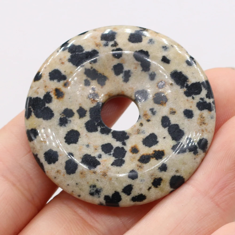 Natural Stone Gem Round Semi-hole Beads Pendant Crafts Retro OL MakingDIY Necklace Bracelet Jewelry Charm Gift Party1PCS 40x40mm