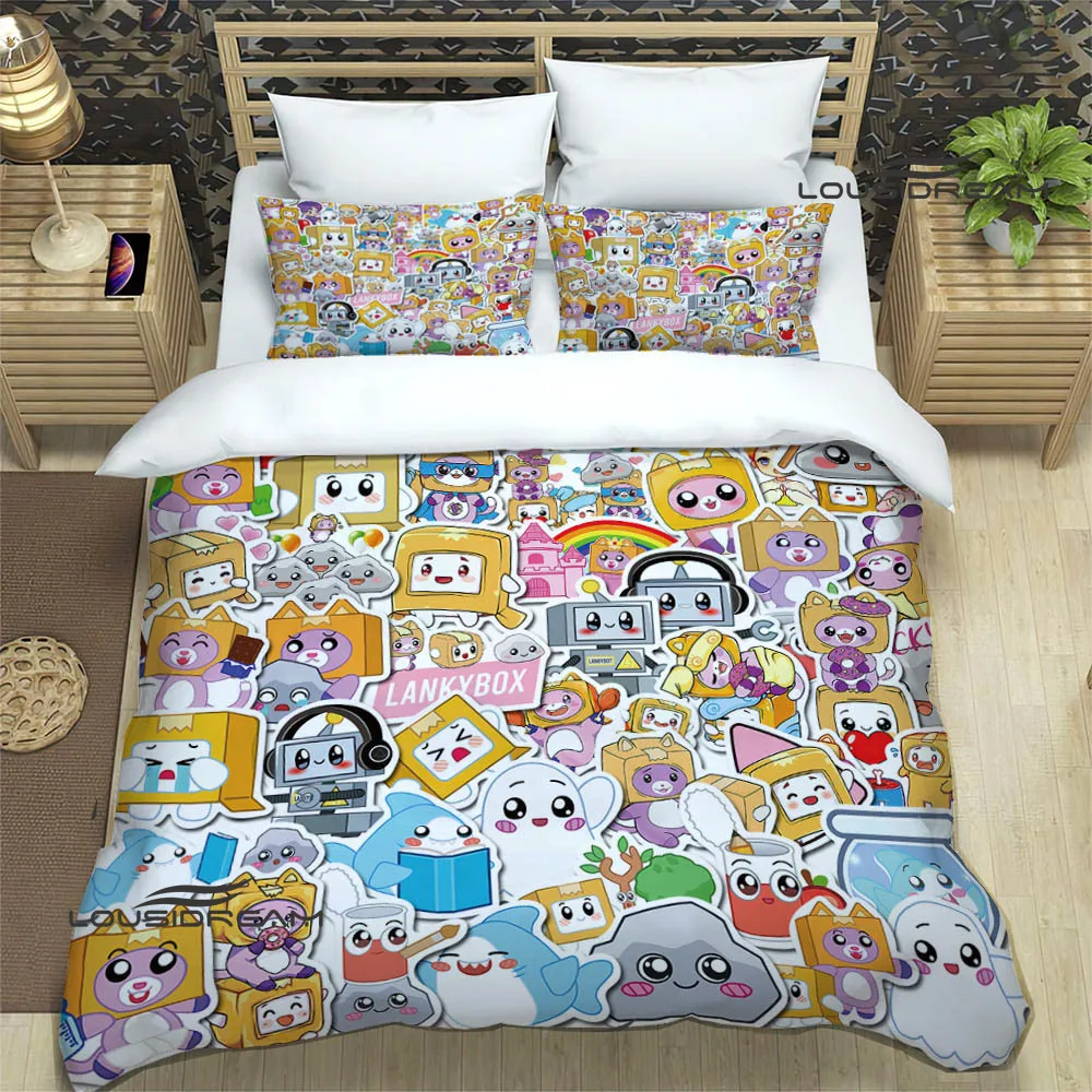 Cute Lankybox Foxy Boxy Bedding Sets exquisite supplies set duvet cover bed comforter set bedding set luxury birthday gift