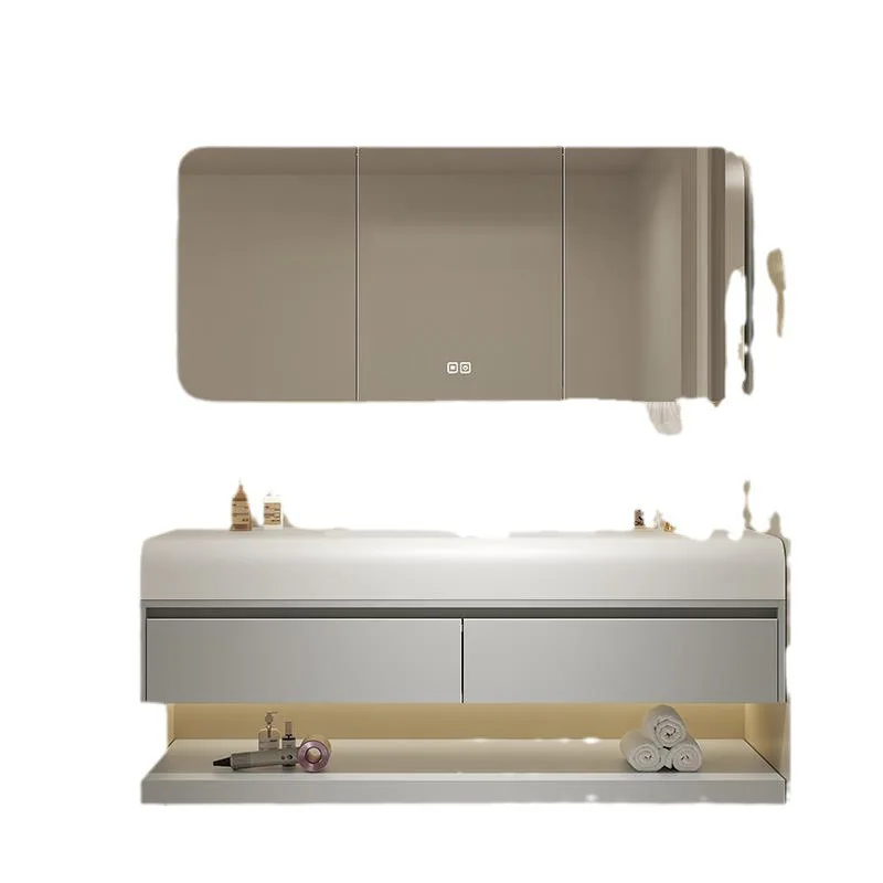 

Corian Cream Wind Bathroom Cabinet Integrated Basin Solid Wood Oak Hand Washbasin Cabinet Combination