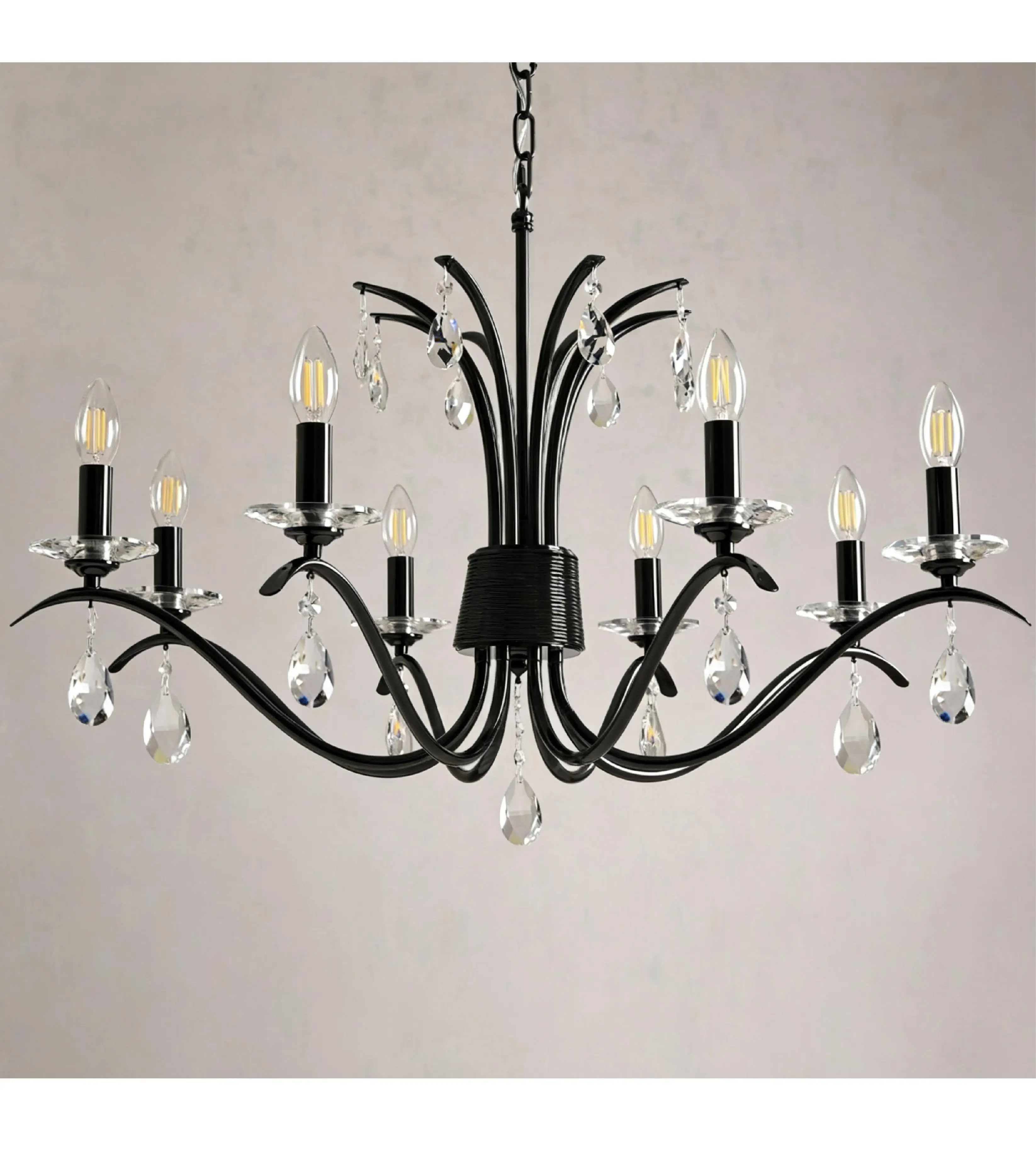 American Black E14 Candle LED Chandelier Retro