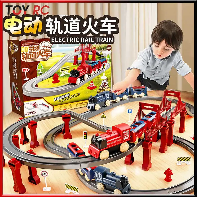 

Mini Train Electric Train Track Set Diy Assemble Multiple Track Shapes 130 Plus Cm Overpass Simulation Model Toy Birthday Gift