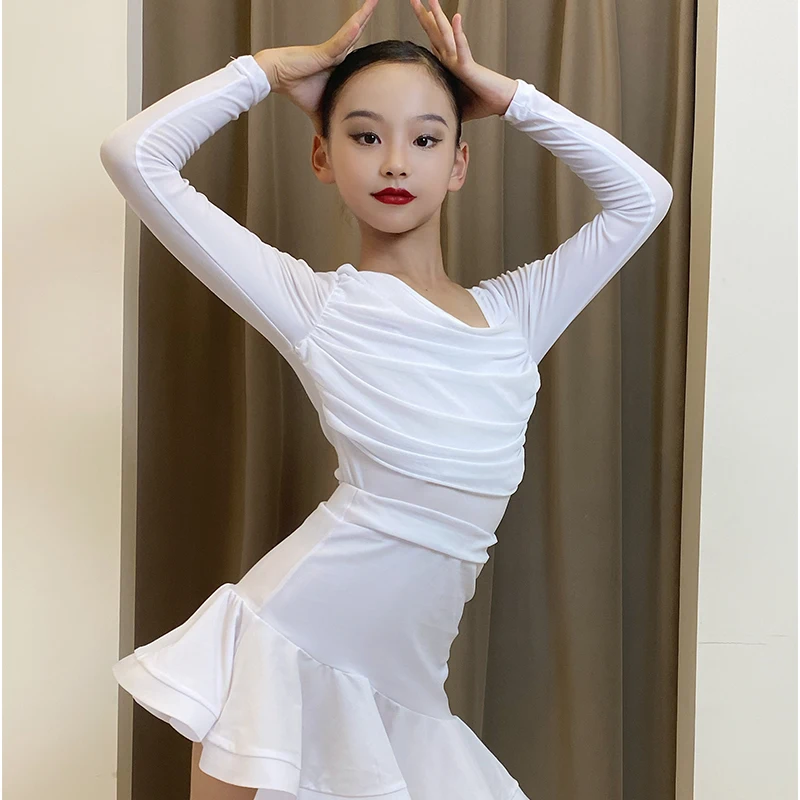 

Юбка для латинских танцев по индивидуальному заказу, тренировочный наряд для девочек, костюмы для выступлений, комплект костюмов, платья для соревнований по бальным танцам для женщин