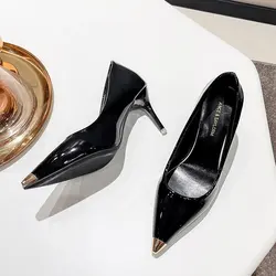 Fashion PU High Heels Women Pumps Pointed Office Shoes Pointed Women Shoes Wedding Party Elegant Fashion Simple High Heels 2023