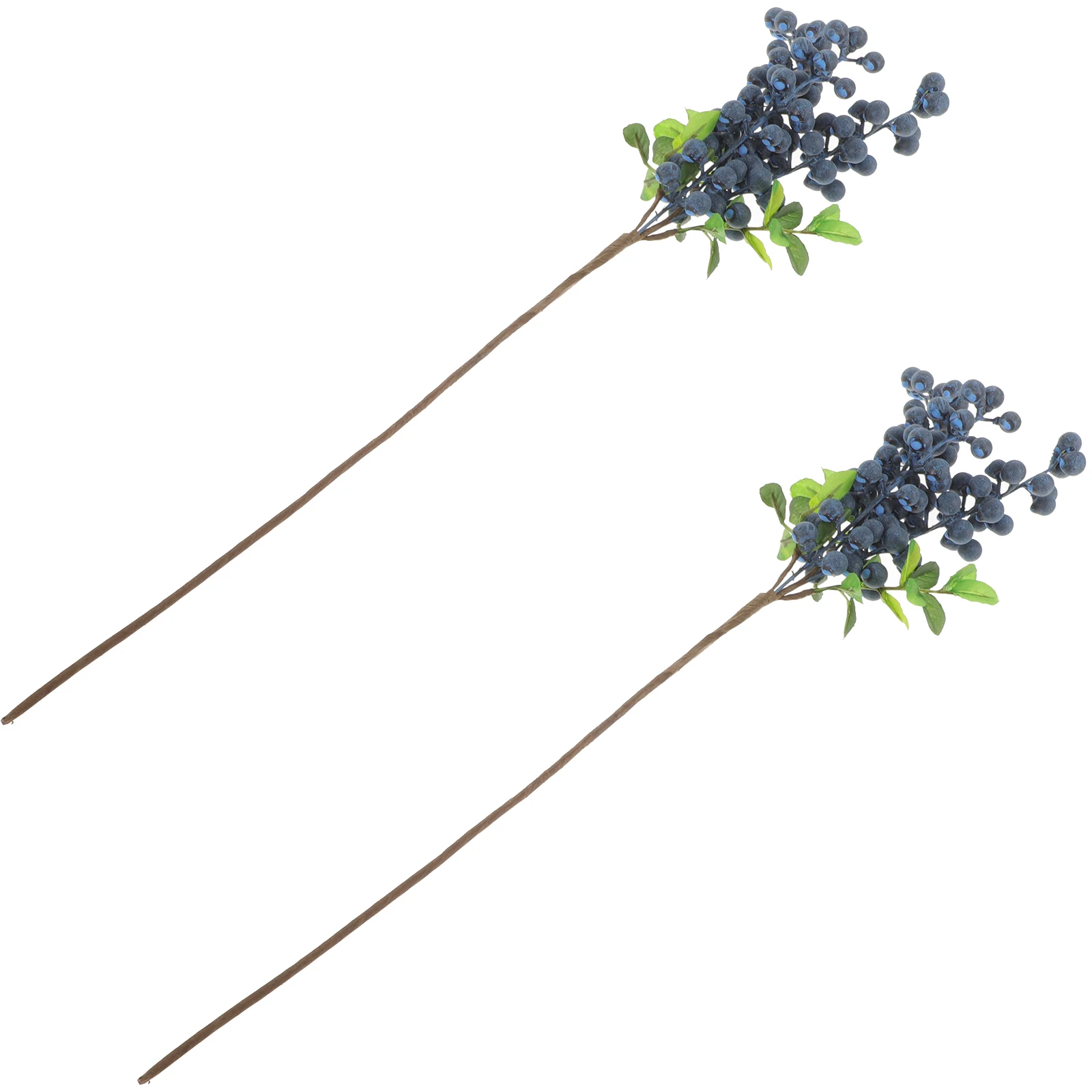 

2pcs Artificial Blueberry Stems Faux Berry Twig Branches for Home Wedding Decor SmoothFlower Decoration Floral Supplies