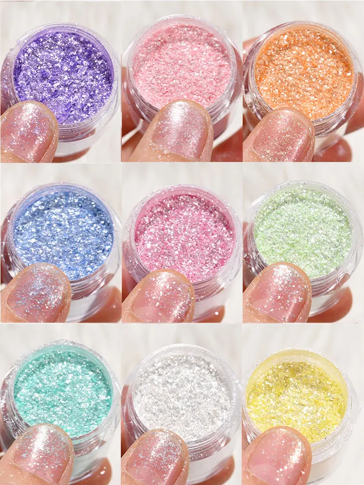 10 Colors Colorful Opal Nail Glitter Powder Lavender/Pink/Silver/Blue Nail Sequins Chrome Powder DIY Crystal Opal Flakes Glitter