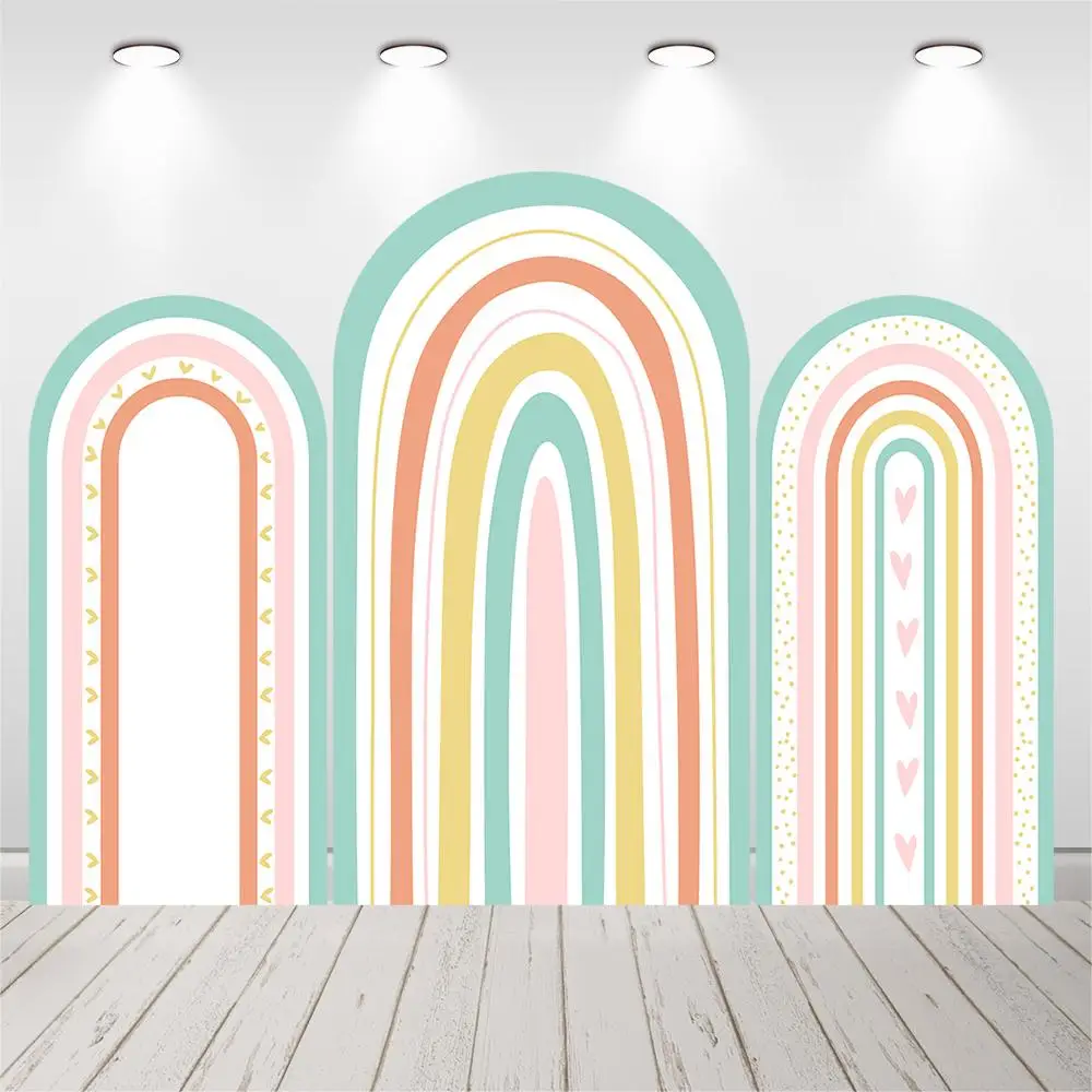 

Green Boho Rainbow Arched Cover for Birthday Decoration Girls Baby Shower Wedding Arch Backdrop Background Photography Banner