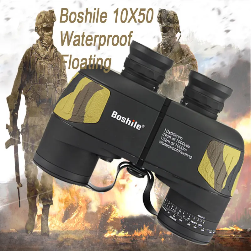 Boshile 10X50 Binoculars Long Range HD Professional Telescope Waterproof BAK4 Prism Rangefinder Distance Hunting Camping