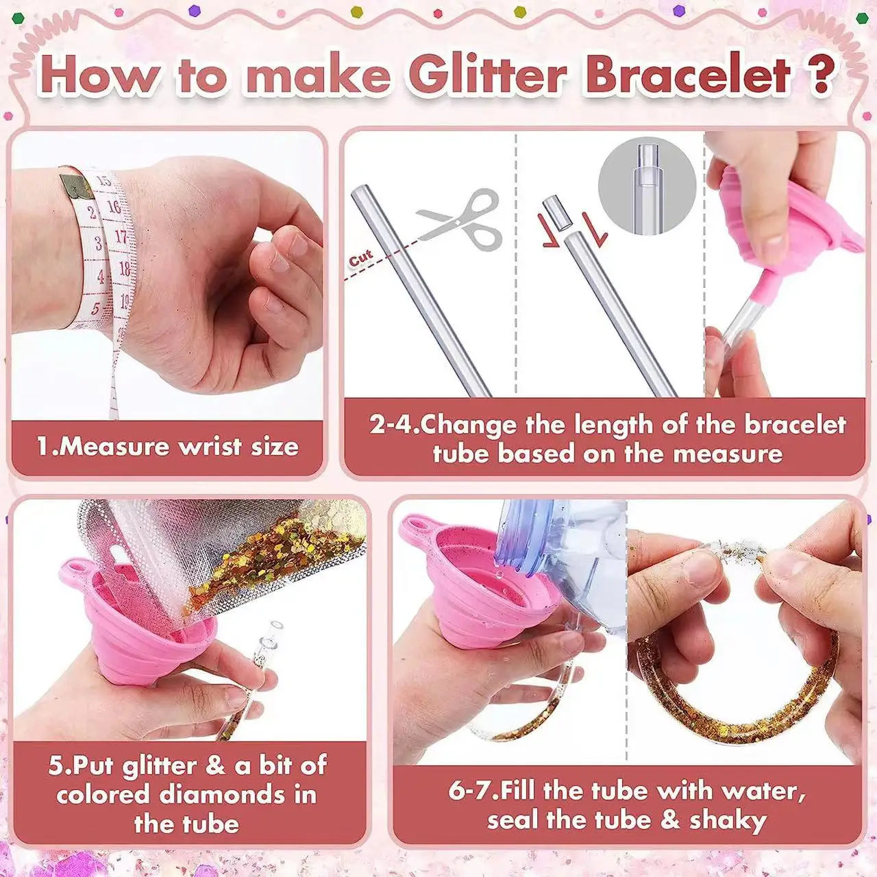 Kit pembuatan Gelang DIY anak perempuan gelang Glitter mainan buatan tangan kreatif gelang hadiah kerajinan tangan membuat kit mainan