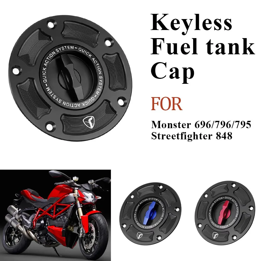 2012-2015 For Ducati Streetfighter 848 /Monster 696/796 /795 New Keyless Fuel Tank Cap Motorcycle CNC Fuel Tank Cap Cover