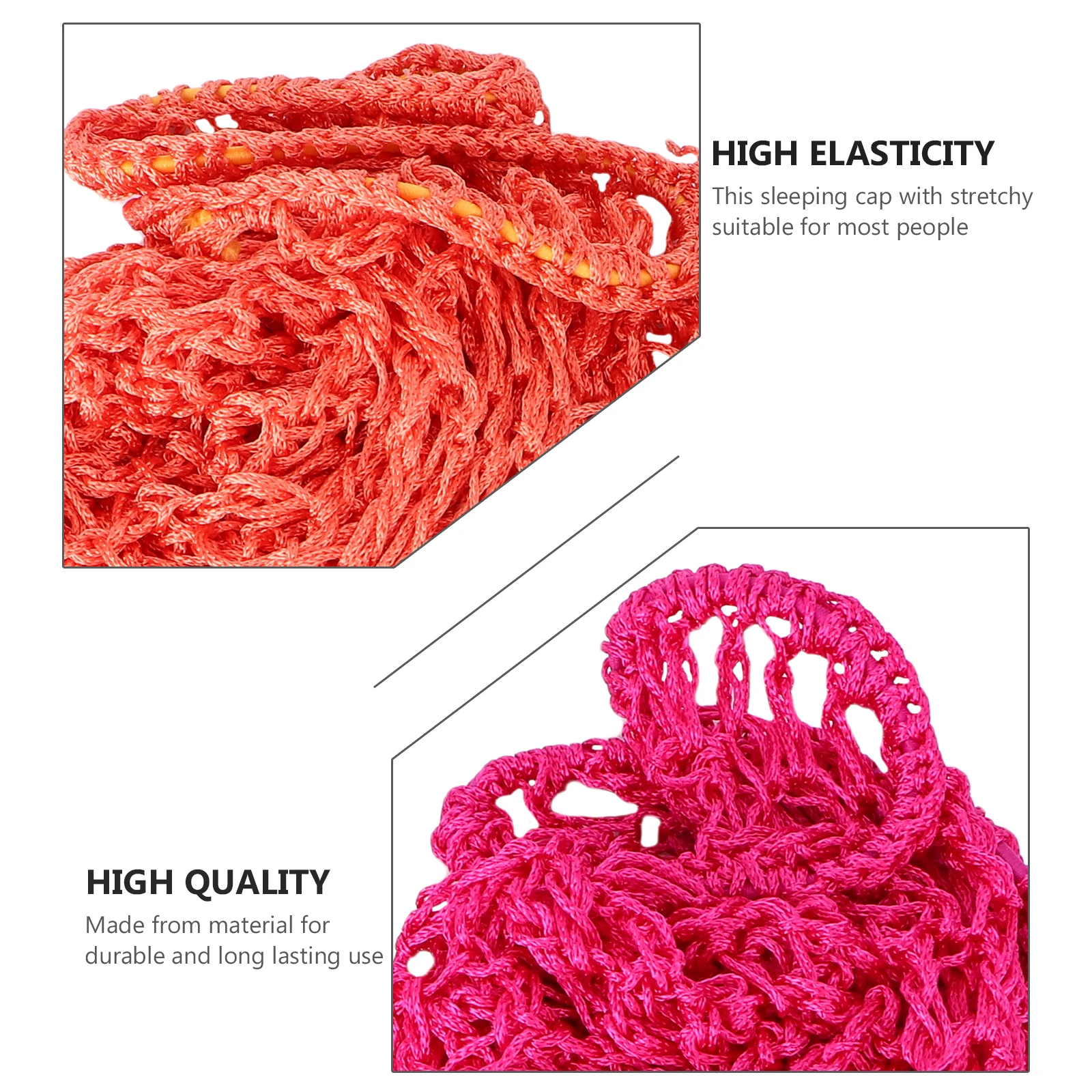 

2pcs Crochet Net Hats Long Sleeping Hat Hair Protector For Women Men Stretchy Comfortable Fit Rosy Orange Durable Machine