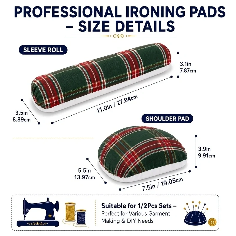 Tailor's Ham Sleeve Roll Ironing Pad Set Heat Insulation Pressing Ham for Curved Seams Collars Sleeves Dressmaking Sewing Tools