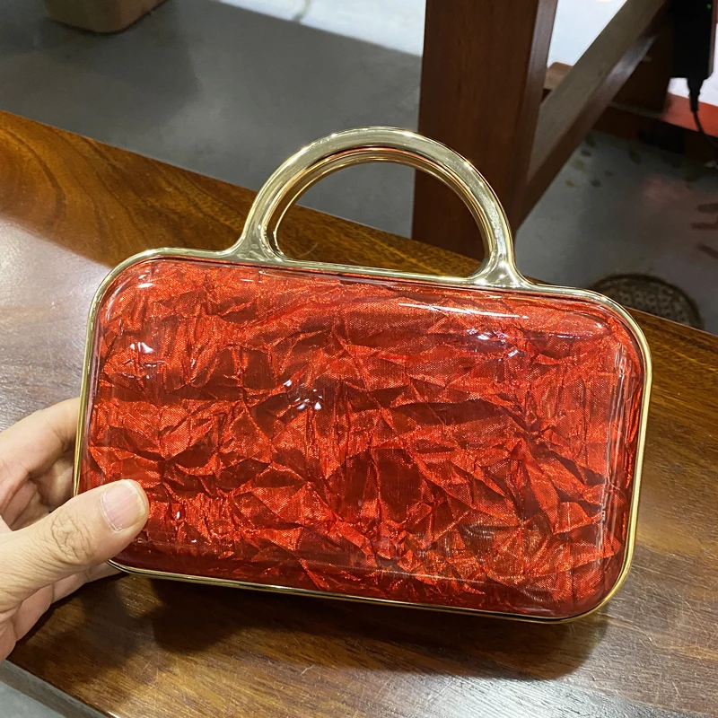 

Мини-коробка Вечерние сумки для женщин Роскошные дизайнерские сумки Кошельки 2026 Новые из АБС-пластика Слюдяные узоры Верхняя ручка Цепочка на плечо