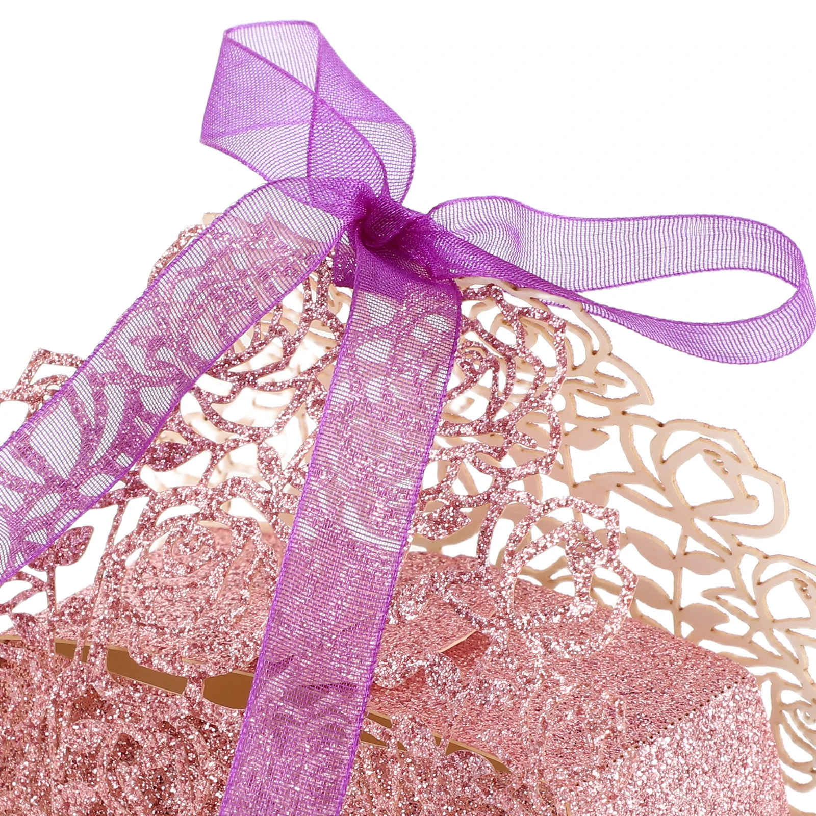 กล่องใส่ขนมงานแต่งงาน สีโรสโกลด์ หรูหรา ของชำร่วยงานเลี้ยง สำหรับงานหมั้นและงานแต่งงาน บรรจุภัณฑ์ของขวัญ