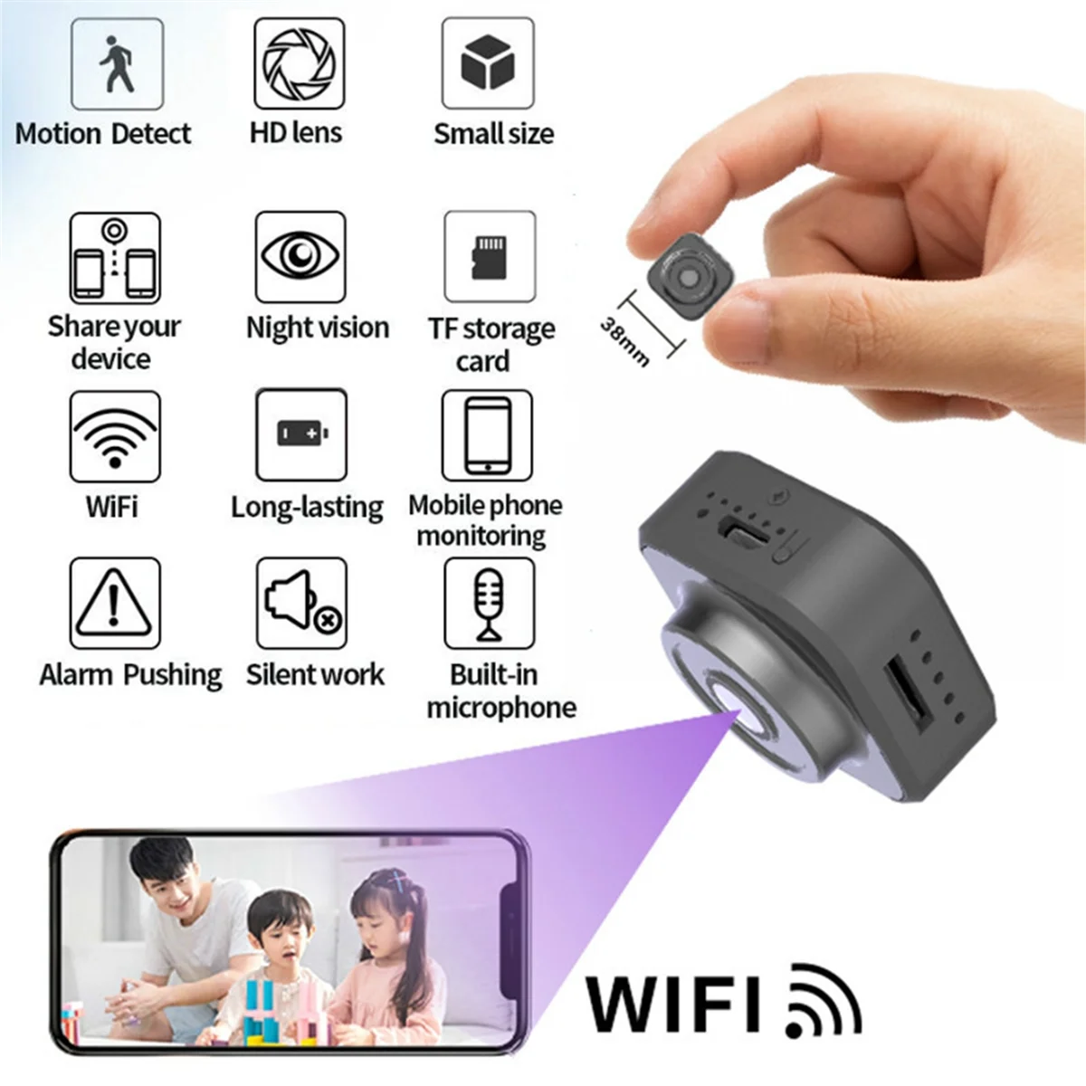 N82R Kamera Wifi Nirkabel Mini HD 1080P Camcorder Nirkabel Keamanan Rumah Kamera Deteksi Gerakan DVR Kamera Baterai Isi Ulang