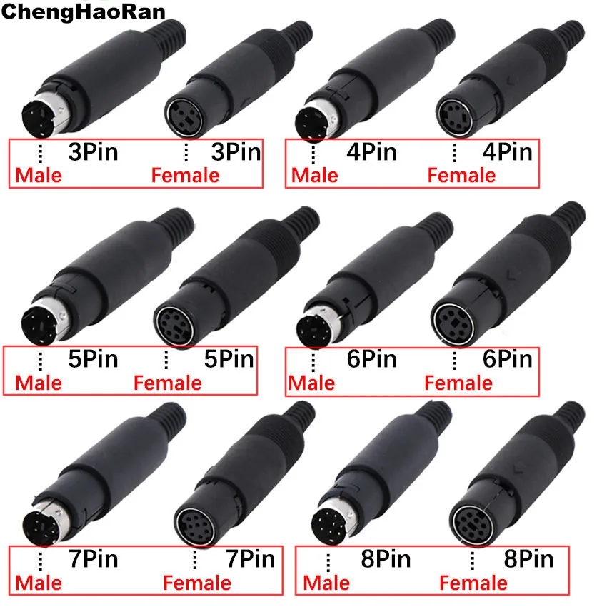 

1pairMini DIN Plug 3/4/5/6/7/8 PIN Chassis Cable Mount Male Female Socket 3-8Pin Welding Wire S Terminal Mini PS2 Male Connector