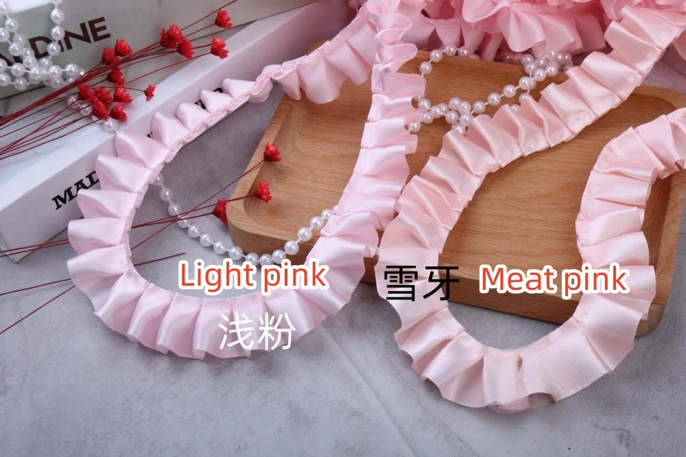10 Yard/Lot 2,5 CM Breite Satin Plissee Band Falten Spitze Trim DIY Rock Manschetten Handwerk Puppe Kleidung Nähen zubehör – Detail 7